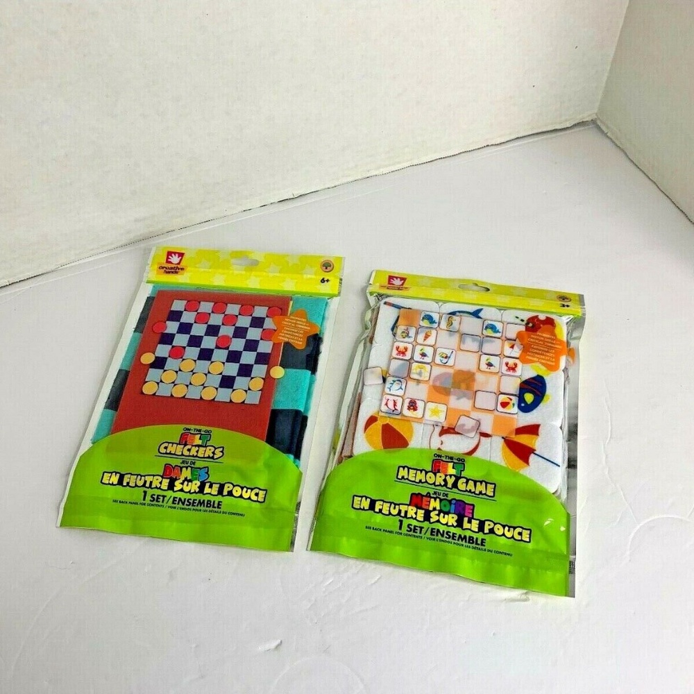 New Creative Hands 2 Games On the Go Travel Storage Pouch Checker Memory game Fe